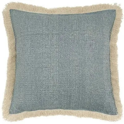 18"x18" Life Styles Stonewash Square Throw Pillow with Fringe Blue - Mina Victory