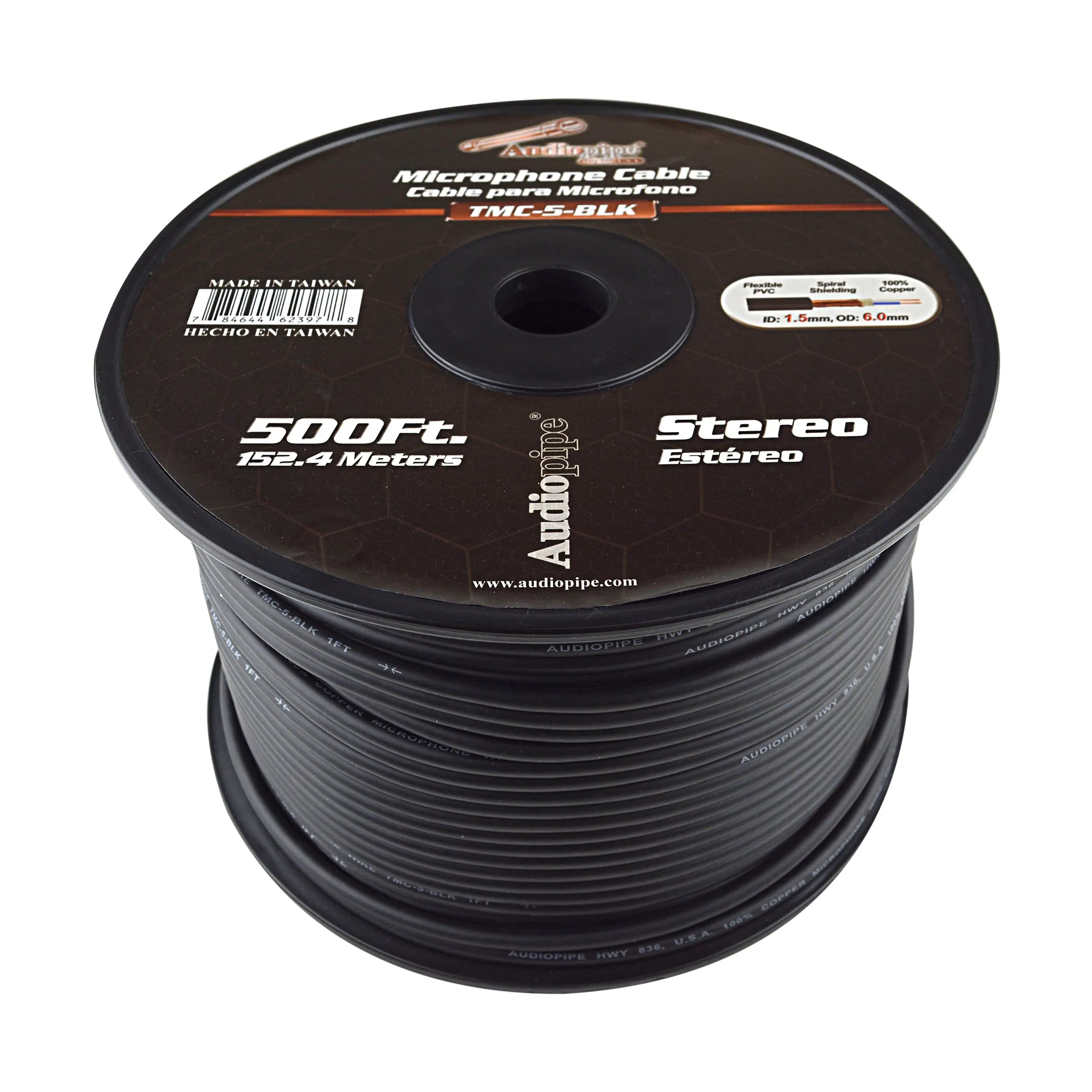 Premium 500-Foot Microphone Cable - 100% Copper, High-Quality Audio Performance (TMC-5-BLK)