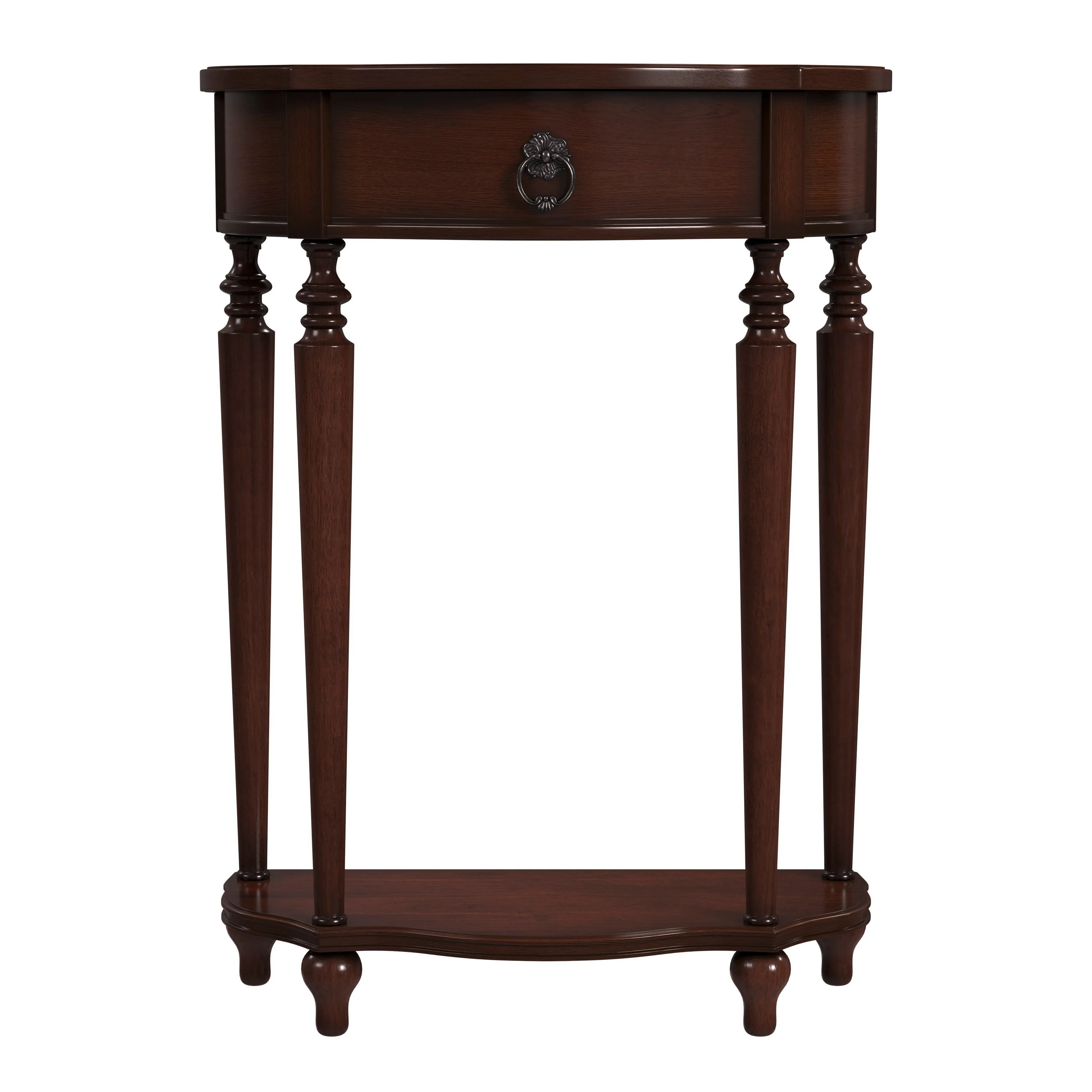 Ashby Demilune Console Table with Storage in Medium Brown  2101024