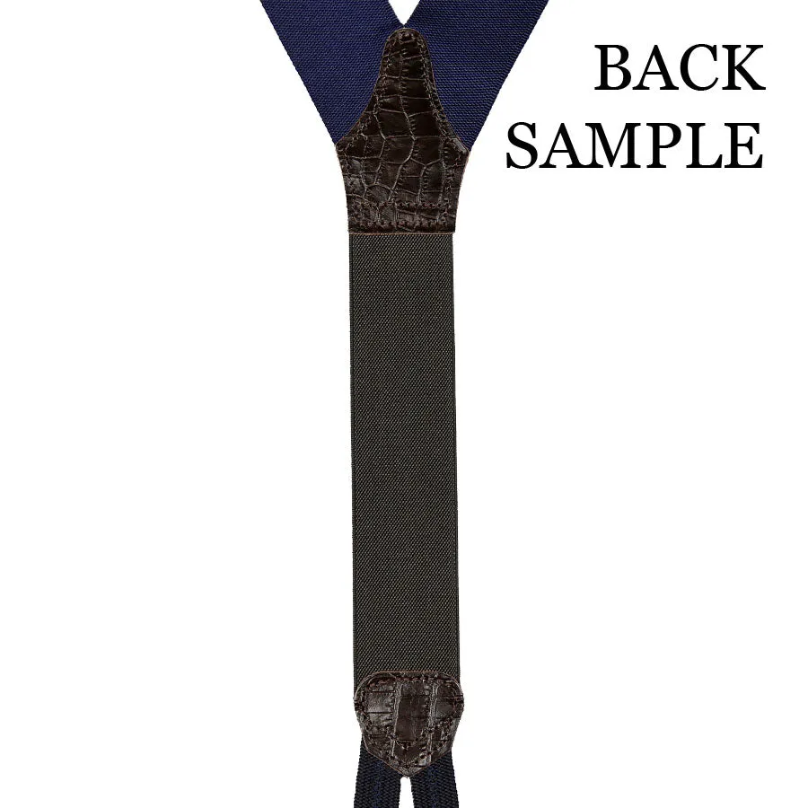 Barathea Braces - Navy / Burgundy Horizontal Stripes