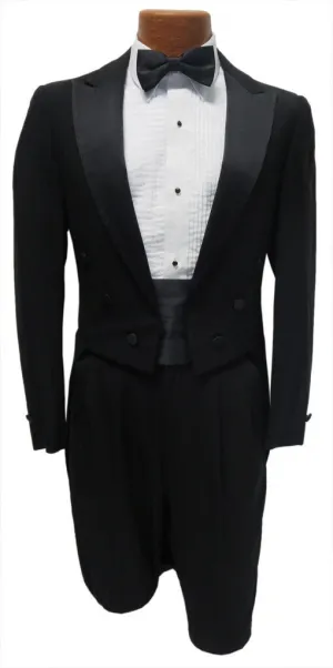 Boys Black Wool 6 Button Satin Peak Lapel Tailcoat