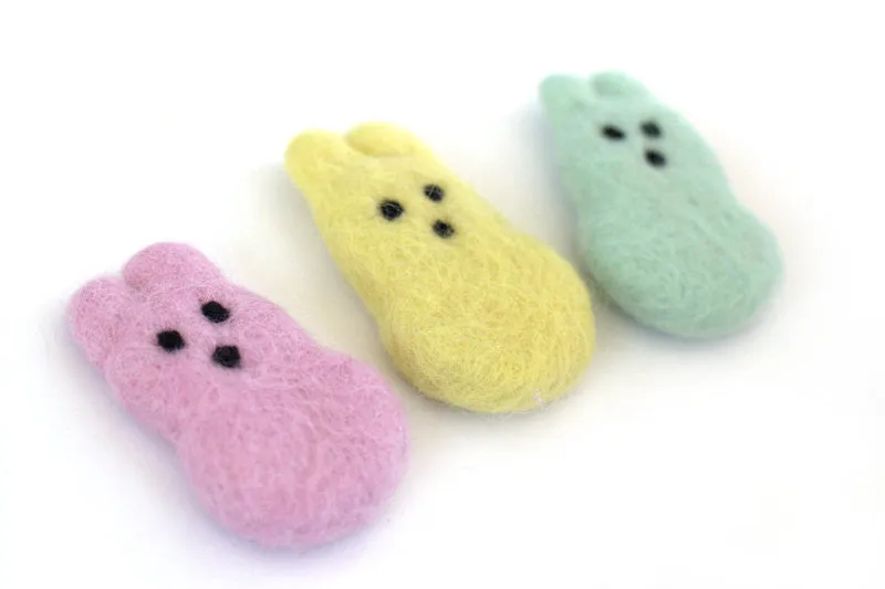 Easter Marshmallow Bunnies- Set of 3- Pastel Pink, Yellow, Seafoam