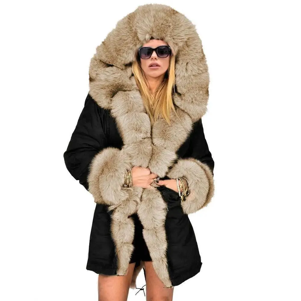 Fashionable European And American Slim Fit Warm Fur Collar