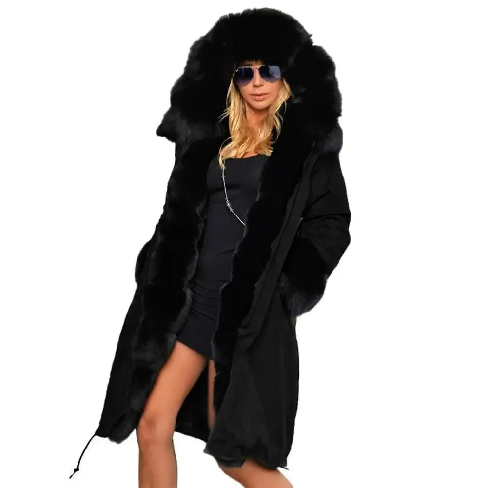 Fashionable European And American Slim Fit Warm Fur Collar