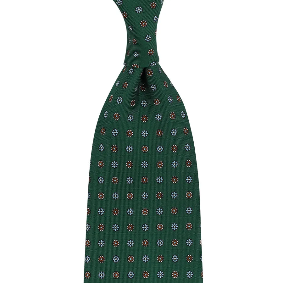 Floral Printed Silk Tie - Forest - Hand-Rolled