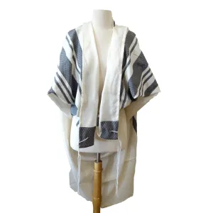 Gray Stripes Traditional Woven Tallit Gadol by Sara Resnik