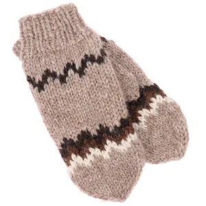 Handknit Wool Mittens - Beige