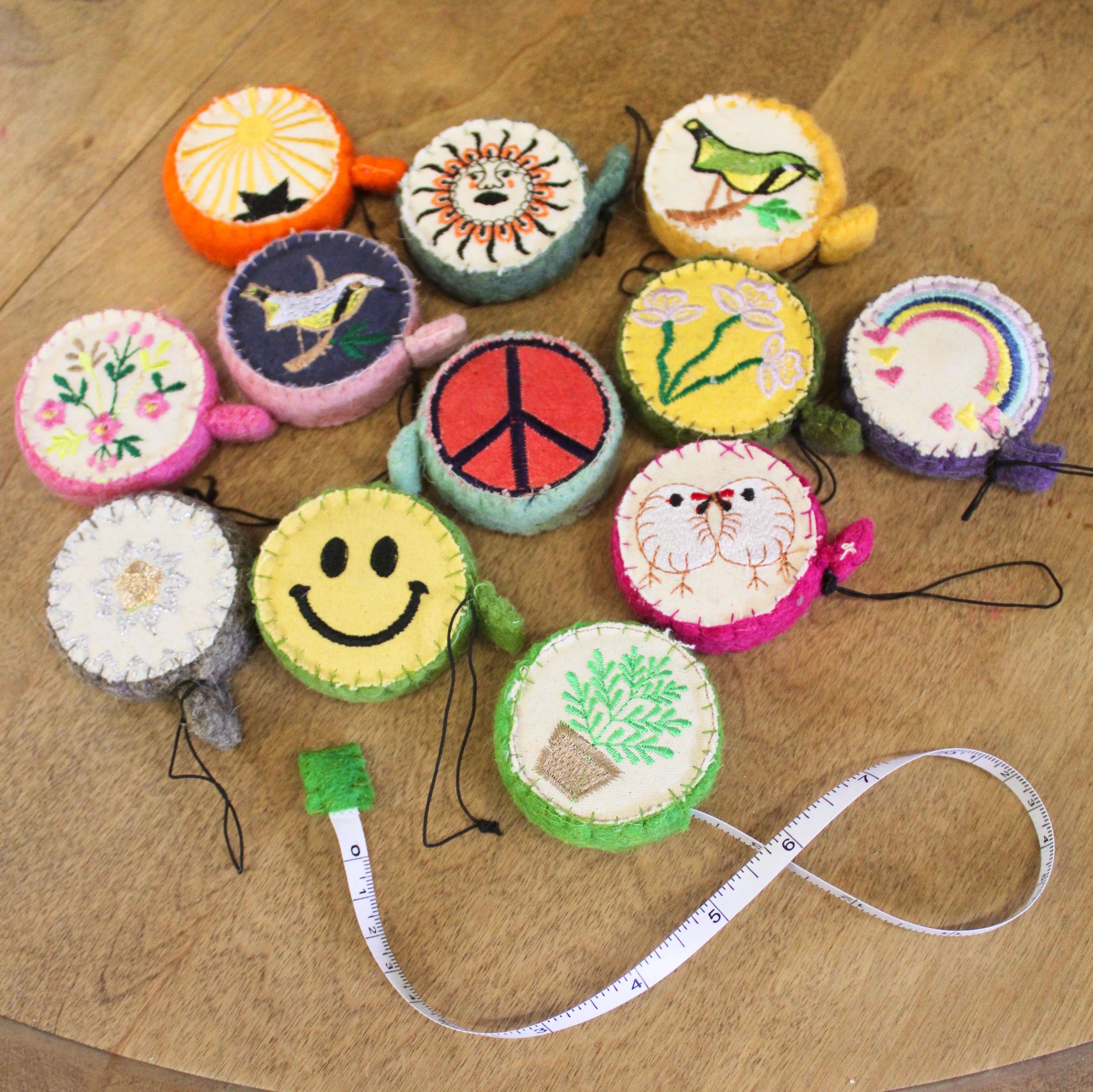 Handmade Plastic, Embroidered Wool & Felt Tape Measures