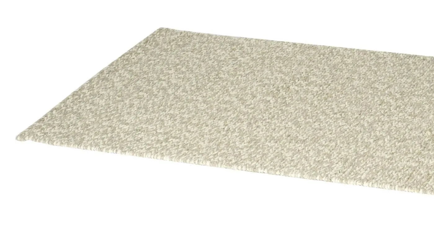 Handmade Wool & Cotton Rug - Cream/Grey