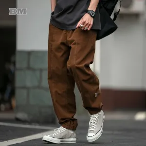 Japanese Streetwear Trendy Cargo Pants Casual Trousers Korean Loose Brown Joggers