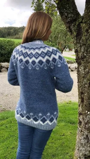 Jonsok  - Blue Lett-Lopi wool cardigan - Knitting Kit