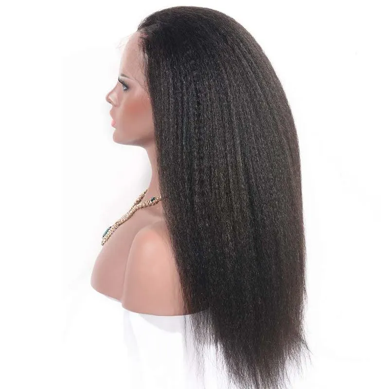 Kinky Straight 13x6 Transparent Lace Frontal Brazilian Human Hair Wigs