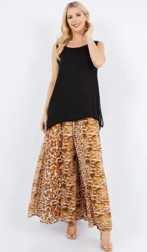 Leopard Shaman Palazzo Pants Boho Hippie Chic Resort Wear Sml-2X