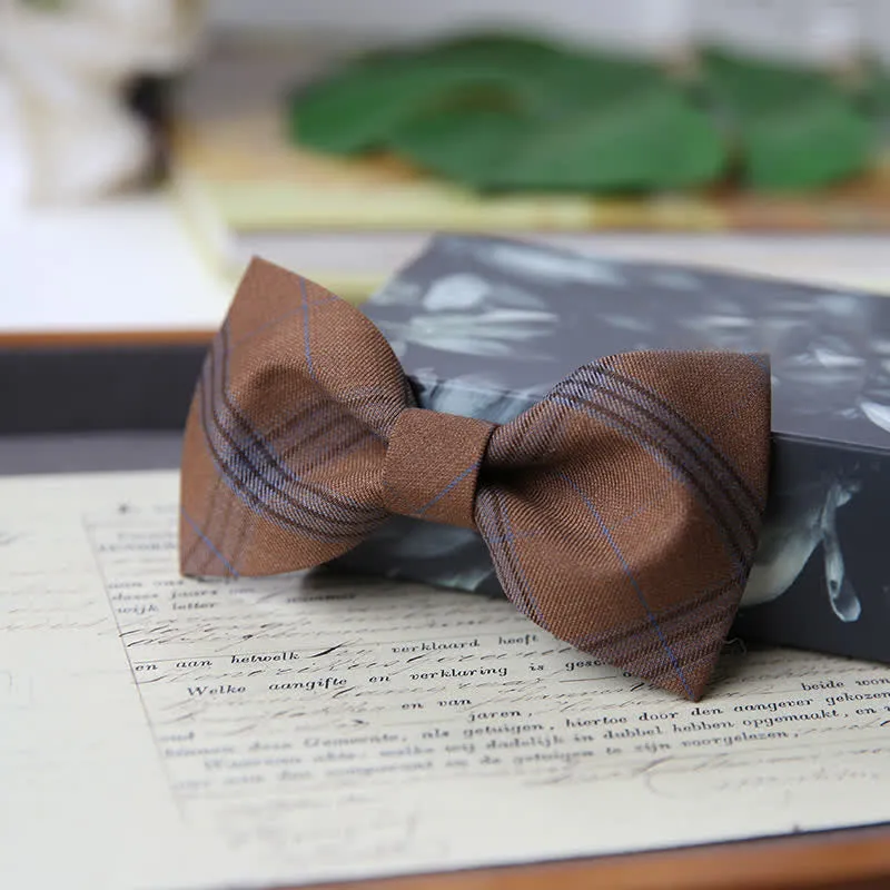 Men's British Style Classic Plaid Bow Tie