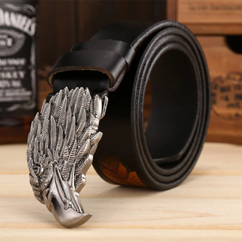 Men's Sharp Eyes 3D Vulture Head Eagle Buckle Leather Belt