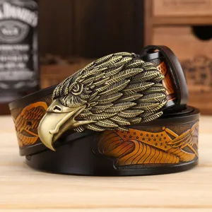 Men's Sharp Eyes 3D Vulture Head Eagle Buckle Leather Belt