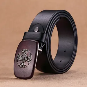 Men's Viking Celtic Knot Cross Leather Belt