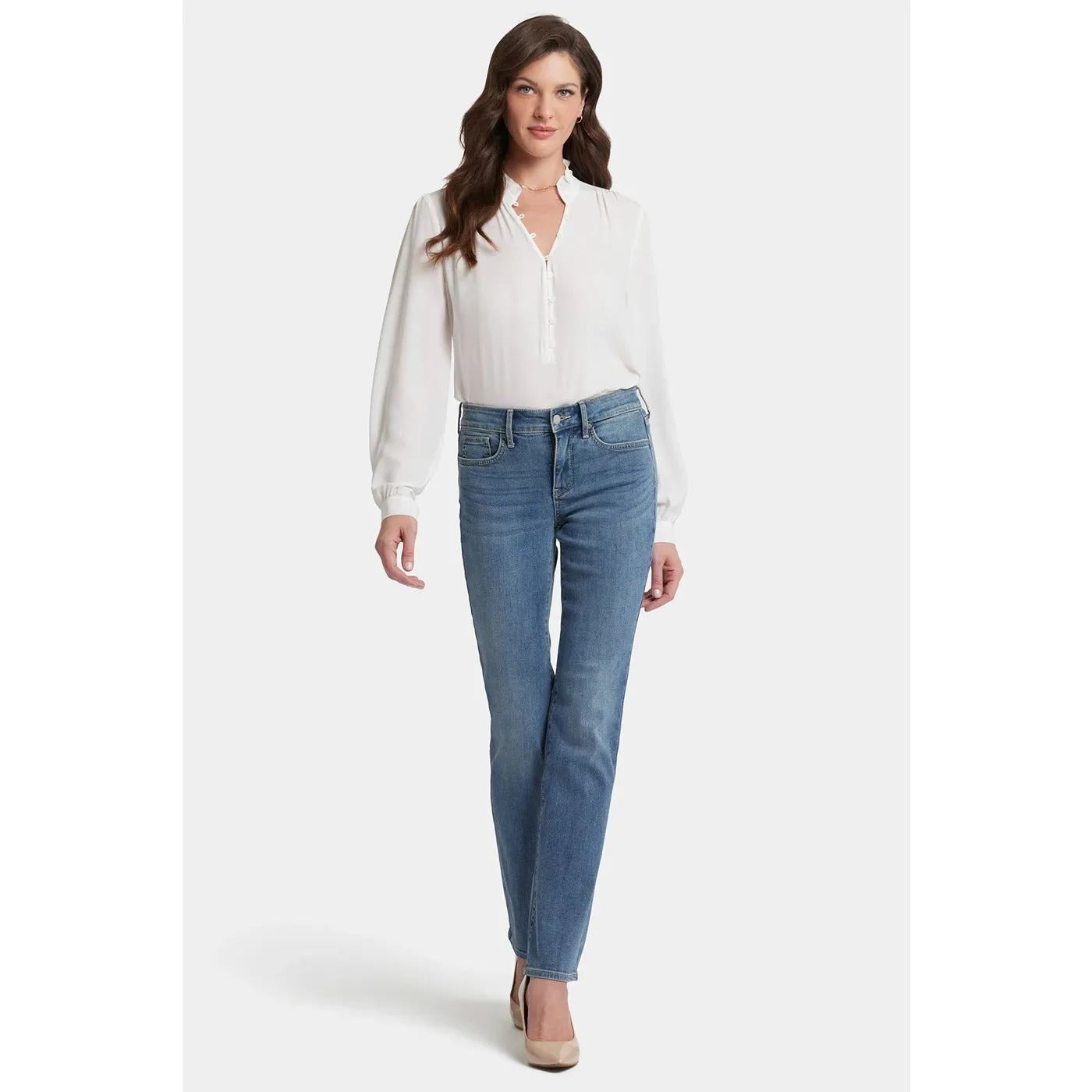 Mid Rise Blue Straight Jeans