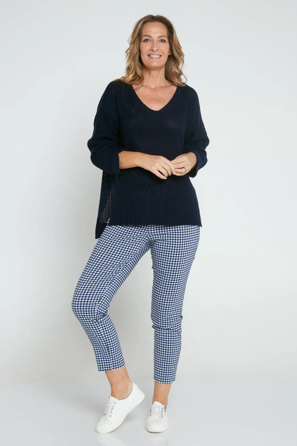 Moira Pants - Navy Gingham