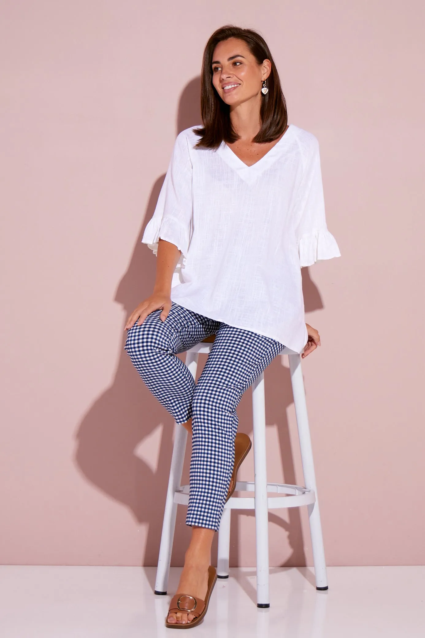 Moira Pants - Navy Gingham