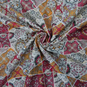 Multicolor Traditional Print spun Fabric