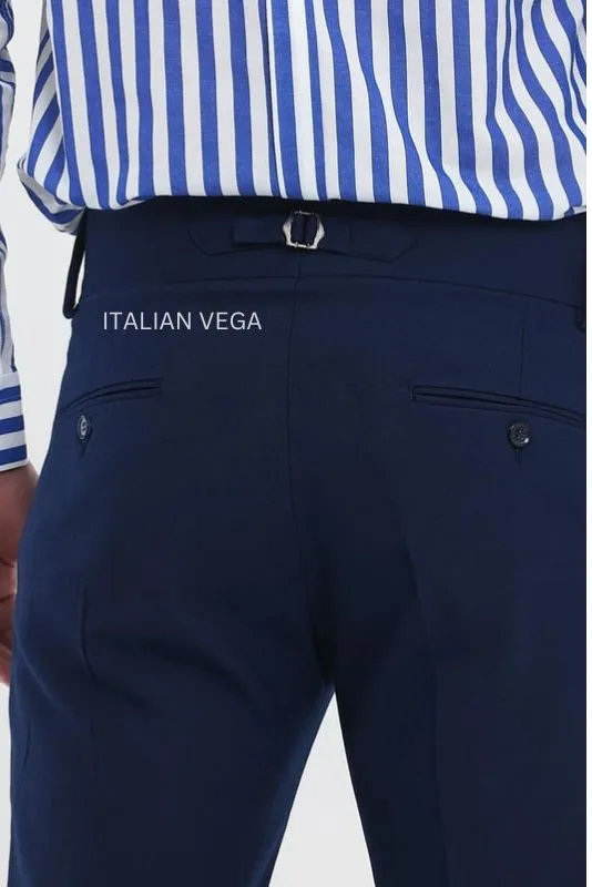 Navy Blue Double Buckle Gurkha Pants