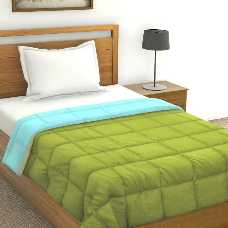 Nova Grided Polyester Comforter (Green)  - 120 GSM