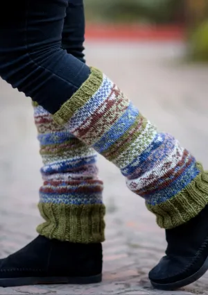 Olive Green Multi Pure Woolen Legwarmers