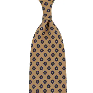 Shibumi-Flower Printed Linen Tie - Beige - Hand-Rolled