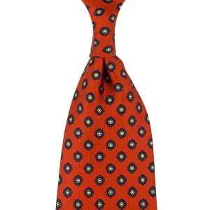 Shibumi-Flower Printed Silk Tie - Rust - Hand-Rolled