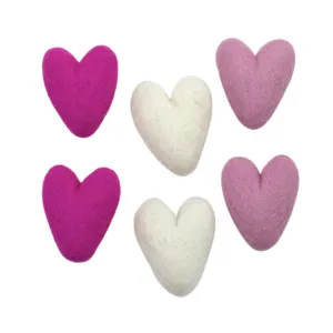 Valentine's Day Felt Folk Hearts- Hot Pink, Light Pink, White