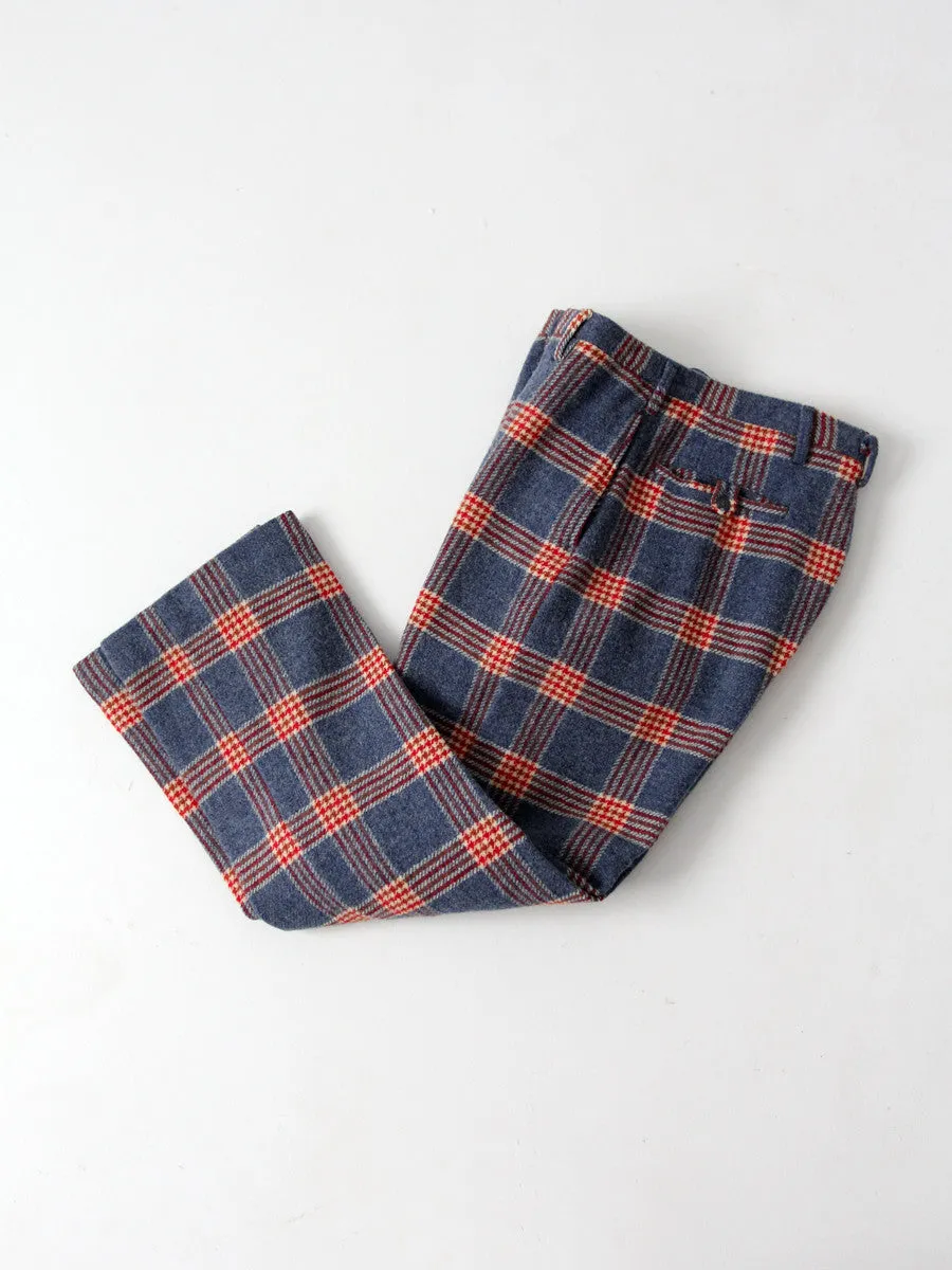 vintage blue plaid wool pants