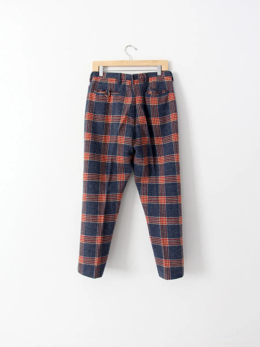 vintage blue plaid wool pants