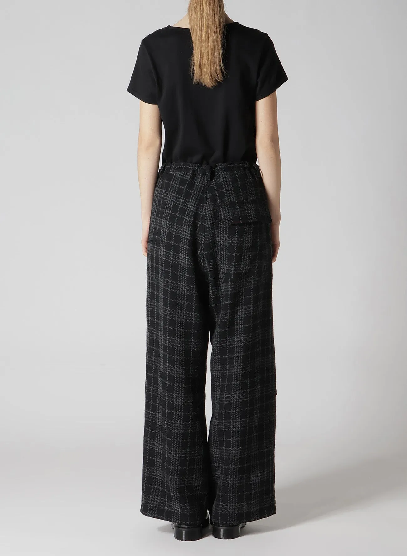 W/ CHECK RED STITCH LONG STRAIGHT PANTS