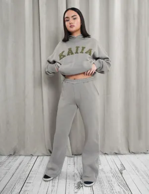 Wide Leg Sweat Pants Khaki